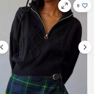 Urban Outfitters Black Three Quater Zip Sweater